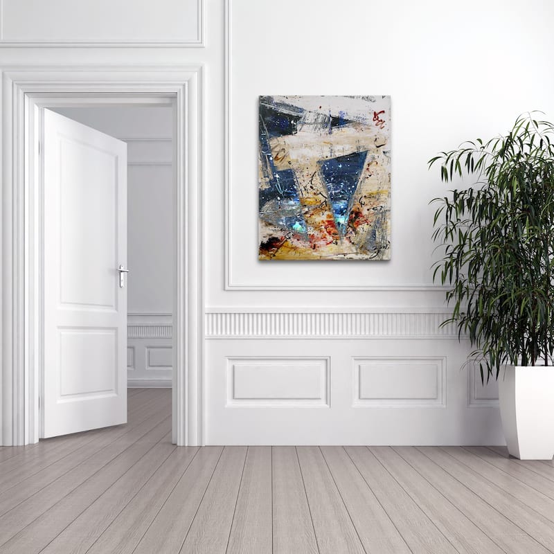 'New Bet XII' Abstract Wrapped Canvas Wall Art - Multi-Color