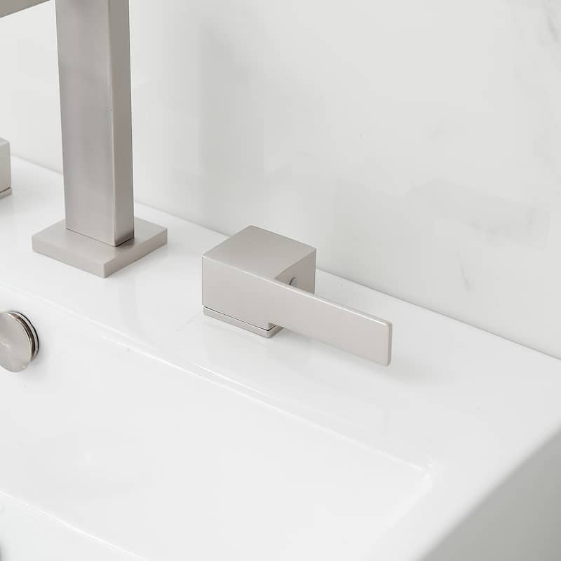 8 in. Widespread Bathroom Faucet Two Handle 3 Holes High-Arc Spout With Drain Assembly