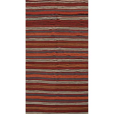 Hand Woven Oriental 100% Wool Carpet Southwestern Geometric Multi-Colored Kilim Area Rug - 8' 5'' X 4' 7''