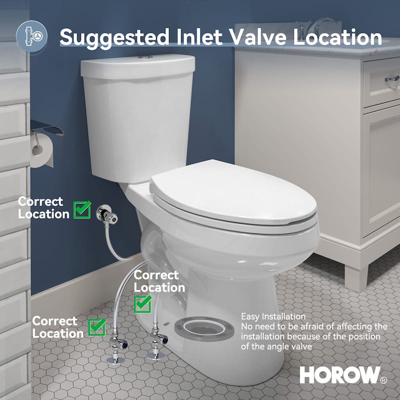 HOROW 2 Piece ADA Height Dual Flush Elongated Toilet White 1.1/1.6 GPF Strong Flush Soft Close Seat - 17 Inch