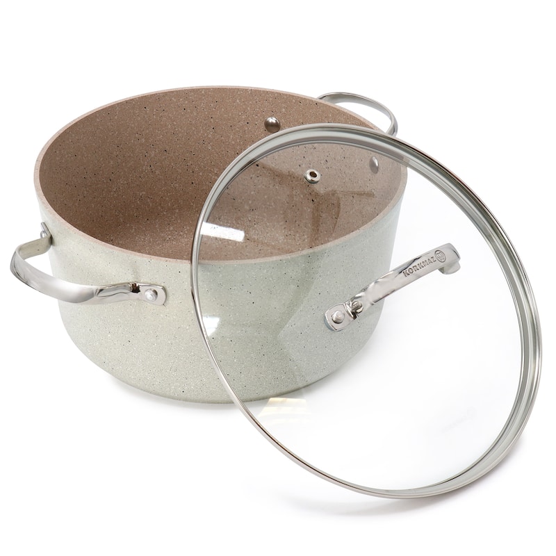 8 Liter Aluminum Nonstick Casserole with Lid in Tan