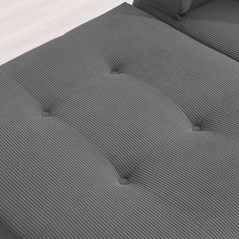 105.5" Corduroy L-Shaped Modular Sectional Sofa with Wide and Deep Seat, Tufted Design, and No Assembly Required