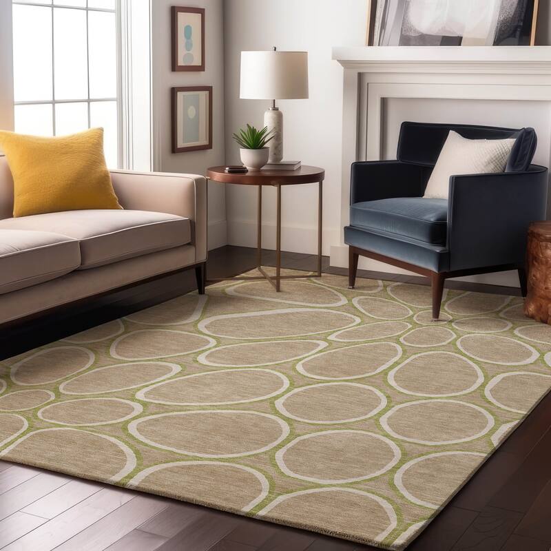 Premium Washable Super Soft Contemporary Bubble Mayfield Rug - Tan - 5' x 7'6"