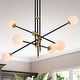 preview thumbnail 2 of 2, Emillo Brass Matte Black with 6 Light Bulb Chandelier