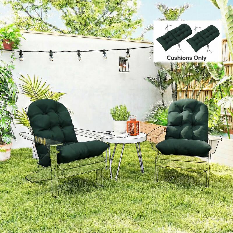 Outsunny Outdoor Adirondack Chair Cushions Set of 2, Tufted High Back Patio Chair Cushions, Adirondack Cushions