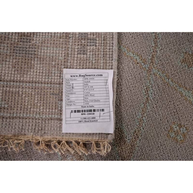 Earth Tone Oushak Indian Area Rug Handmade Wool Carpet - 8'0"x 9'9"
