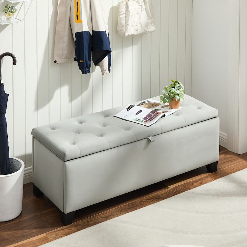 Large Velvet Ottoman Bench - Soft Upholstery, Easy Assembly, Modern Design