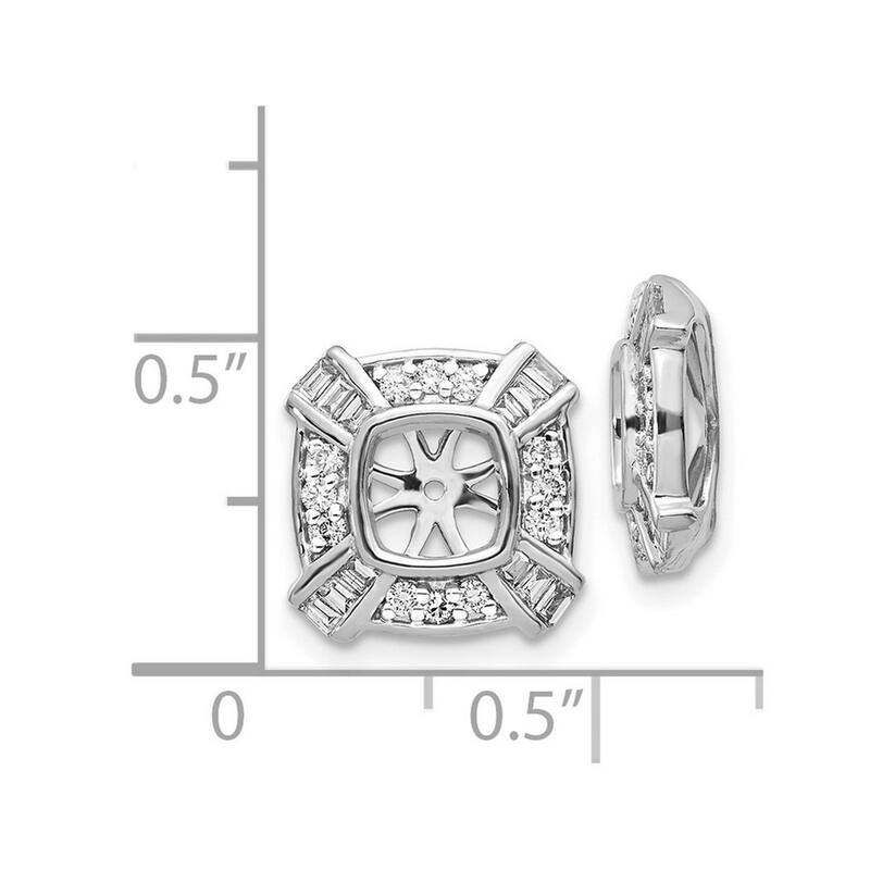 Curata 14k White Gold Diamond Earrings Jacket - 12x12mm Wide