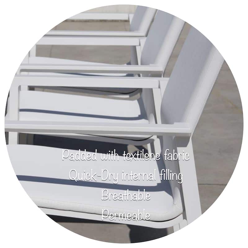 San Giovani White 7-Piece Aluminum Outdoor Dining Set with Sling Set in White - N/A
