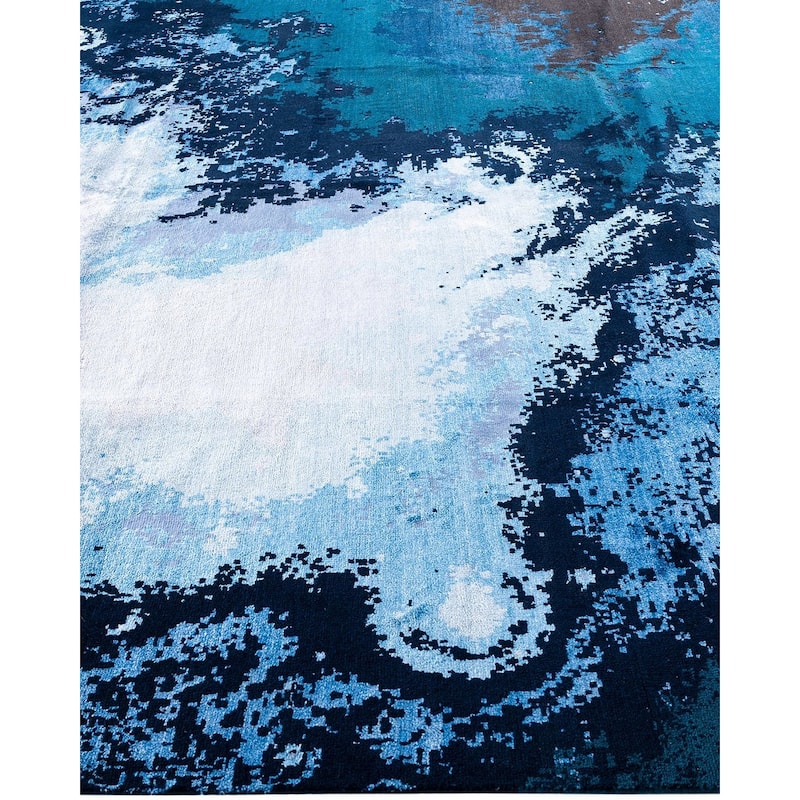 Ikat One-of-a-Kind Hand-Knotted Area Rug - Navy, 8' 3" x 10' 3" - 8' 3" x 10' 3"