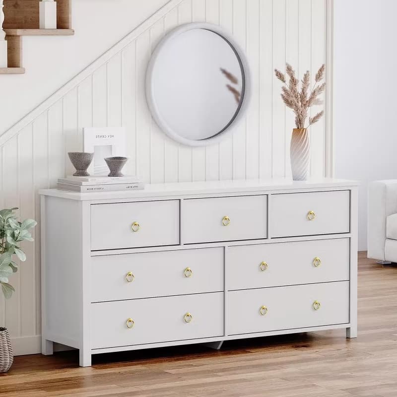 3/6/7 Drawer Tall Dresser for Bedroom, Modern Freestanding Wood Storage Chest of Drawers - 7-drawer