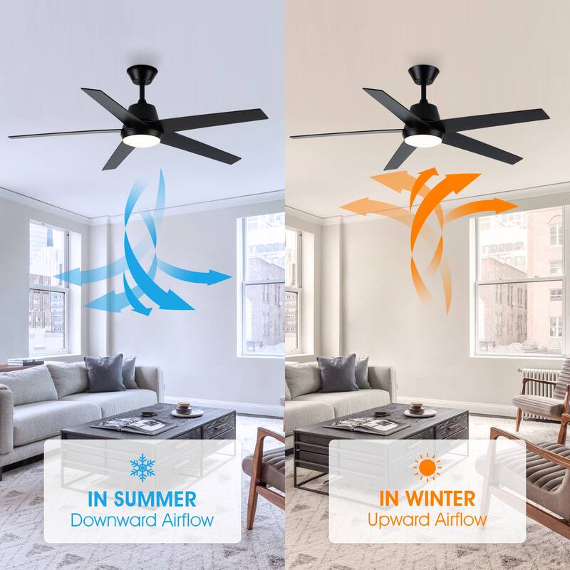 52-inch Modern Black Plywood Integrated LED Ceiling Fan with Light and Remote
