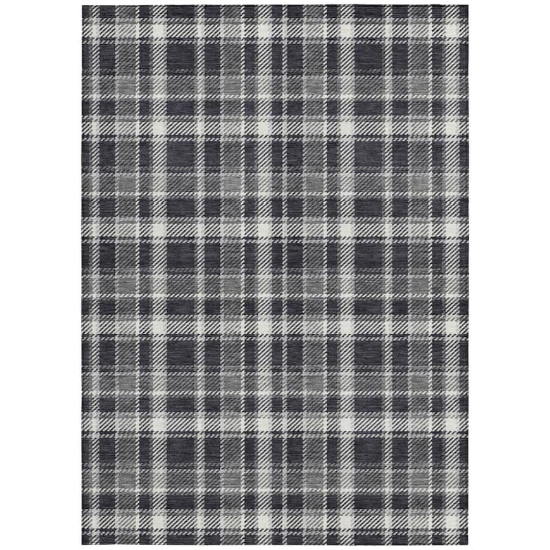 Palo Plaid Weather Resistant Classic Meets Modern Outdoor Rug