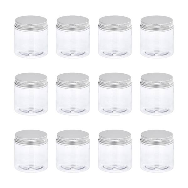 Round Plastic Jars with Aluminum Screw Top Lid, Silver Tone, 12Pcs Bed Bath & Beyond 36045730