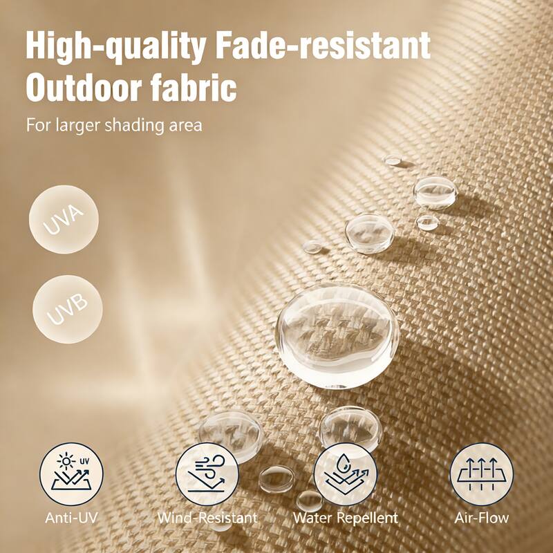 15FT Solar LED Double-Sided Patio Umbrella with Base, 12 Light Strips, 2000mAh