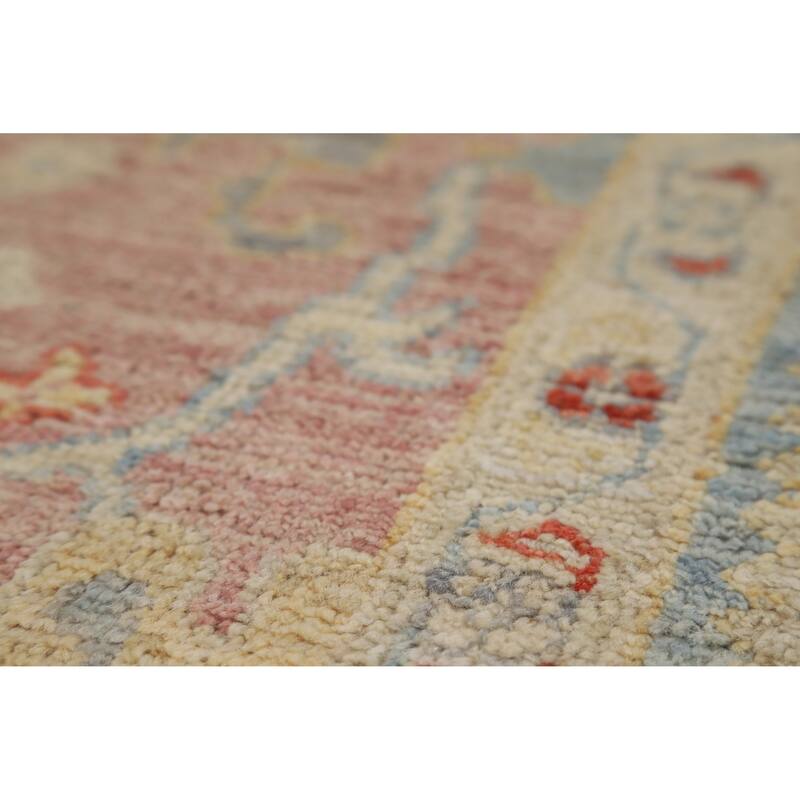 Vegetable Dye Oushak Turkish Area Rug Floral Handmade Wool Carpet - 6'1"x 8'10"