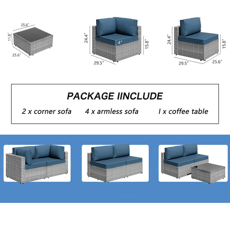 7-Piece Outdoor Sectional Seating Group with Cushions