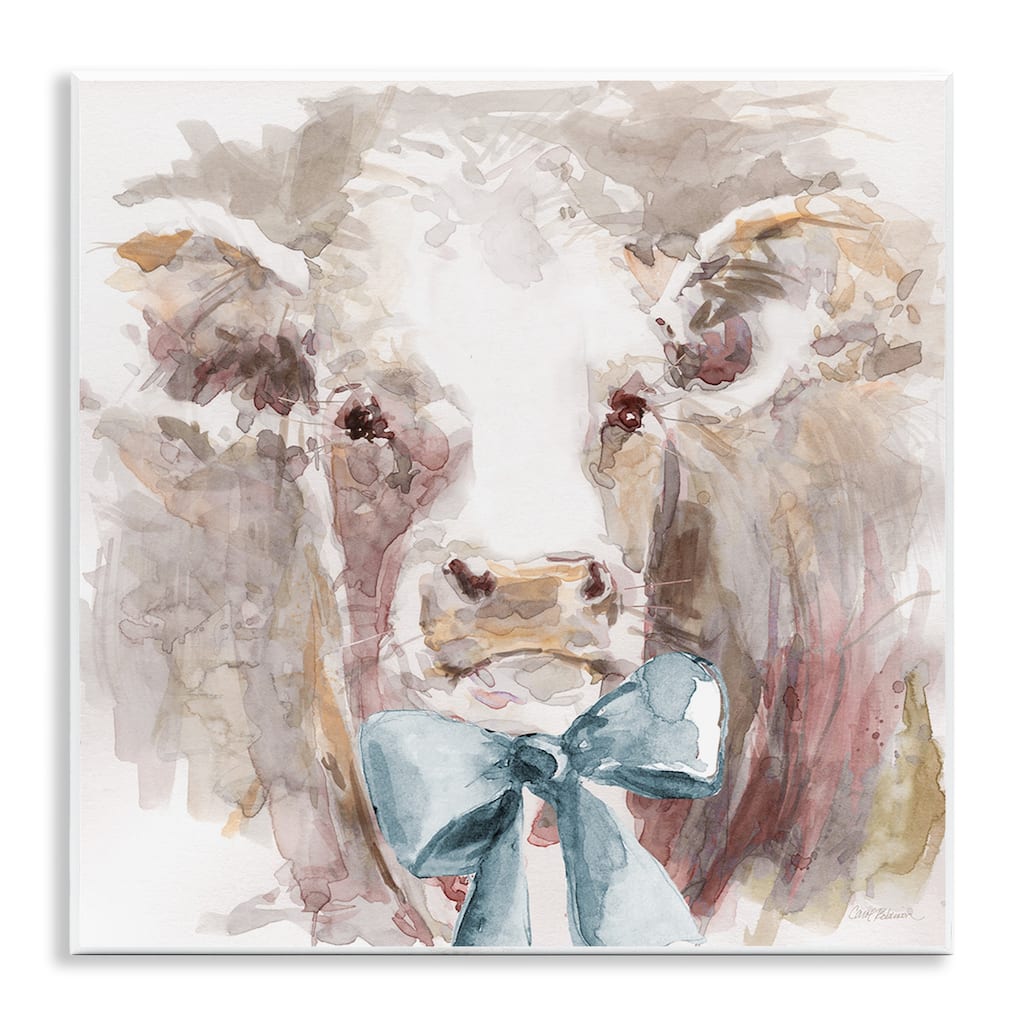 Stupell Soft Abstract Cow & Bow Wall Plaque Art Design By Carol Robinson