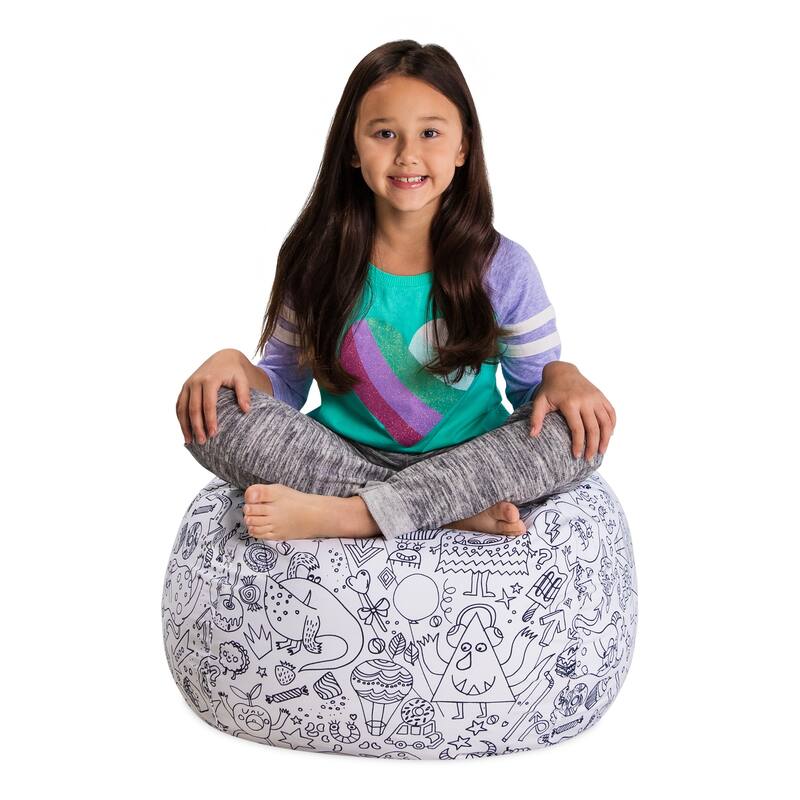Kids' Stuffed Animal Storage Bean Bag Chair Cover or Toy Organizer