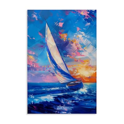 Stupell Abstract Boat at Sunset Canvas Wall Art Design By LSR Design Studio