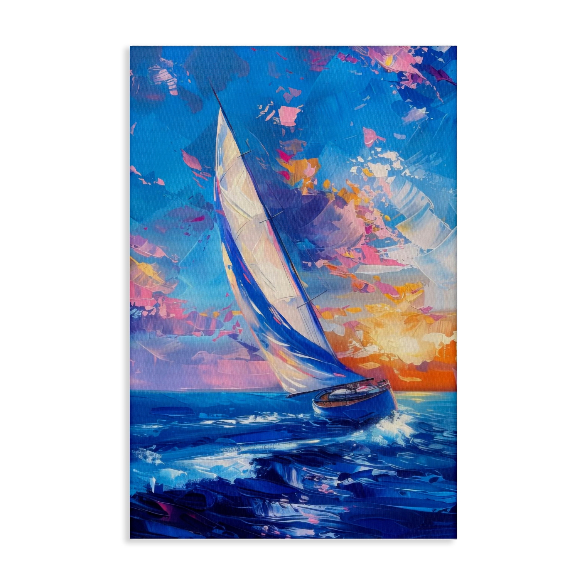 Stupell Abstract Boat at Sunset Canvas Wall Art Design By LSR Design Studio