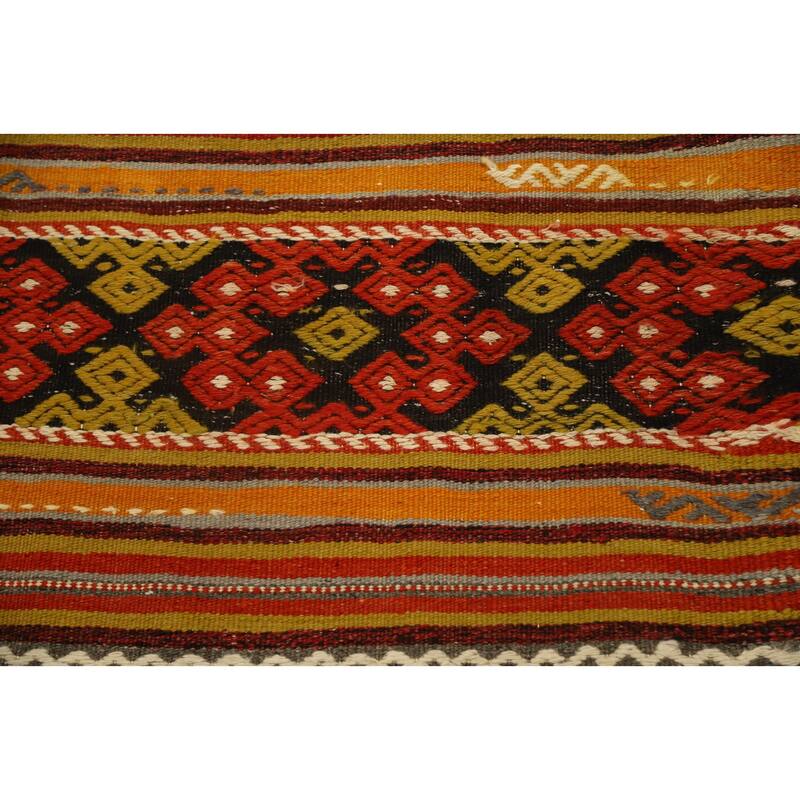 Hand Woven Oriental 100% Wool Carpet Southwestern Tribal Multi-Colored Kilim Area Rug - 8' 7'' X 5' 7''