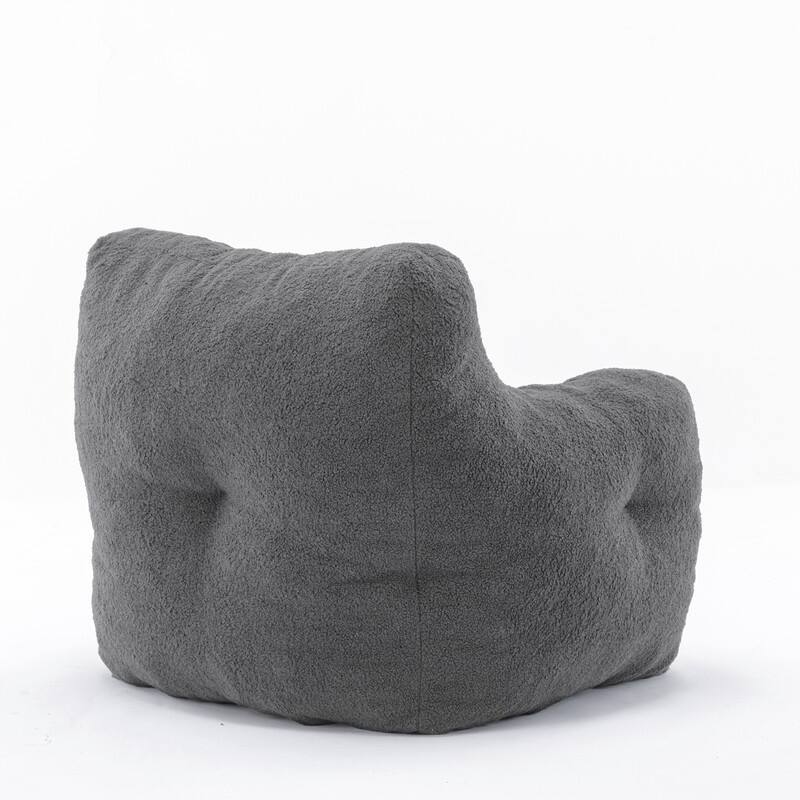 Grondin Mid-Century Modern Faux Fur Fabric Upholstery Bean Bag Chair Tufted Foam Padding Lazy Sofa with Armrests