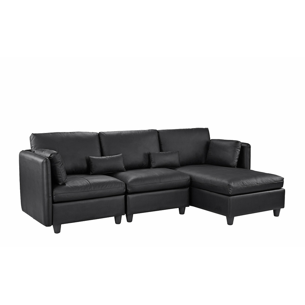 Shop Classic Leather Match Sectional Sofa With Right Chaise On