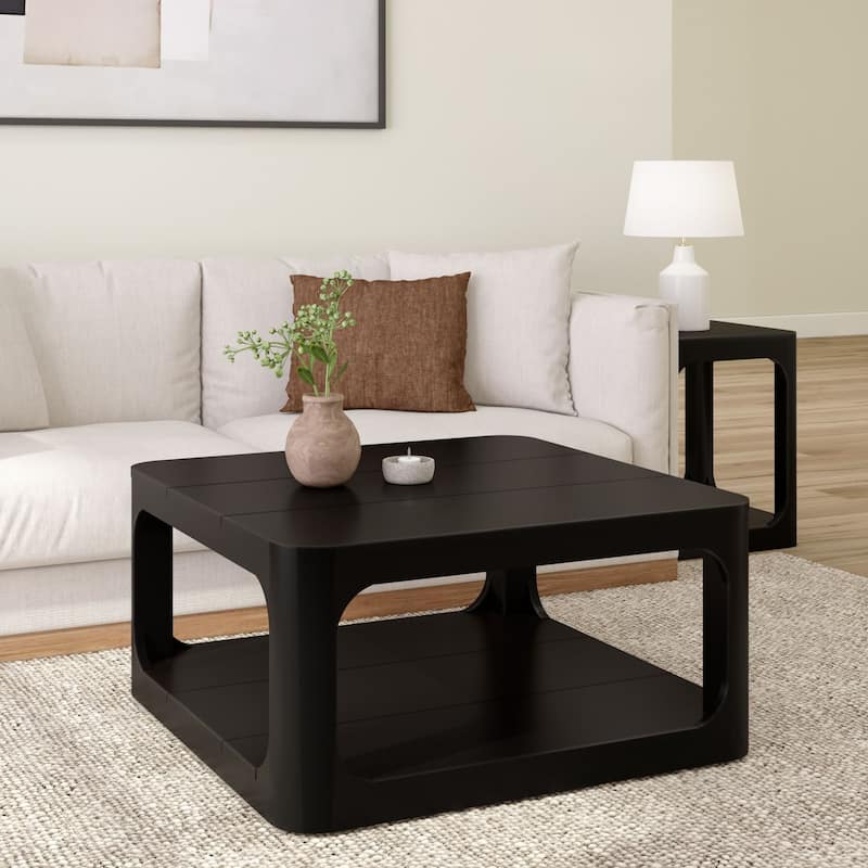 Plank and Beam Forma Real Wood Square Coffee Table - 36" - Black