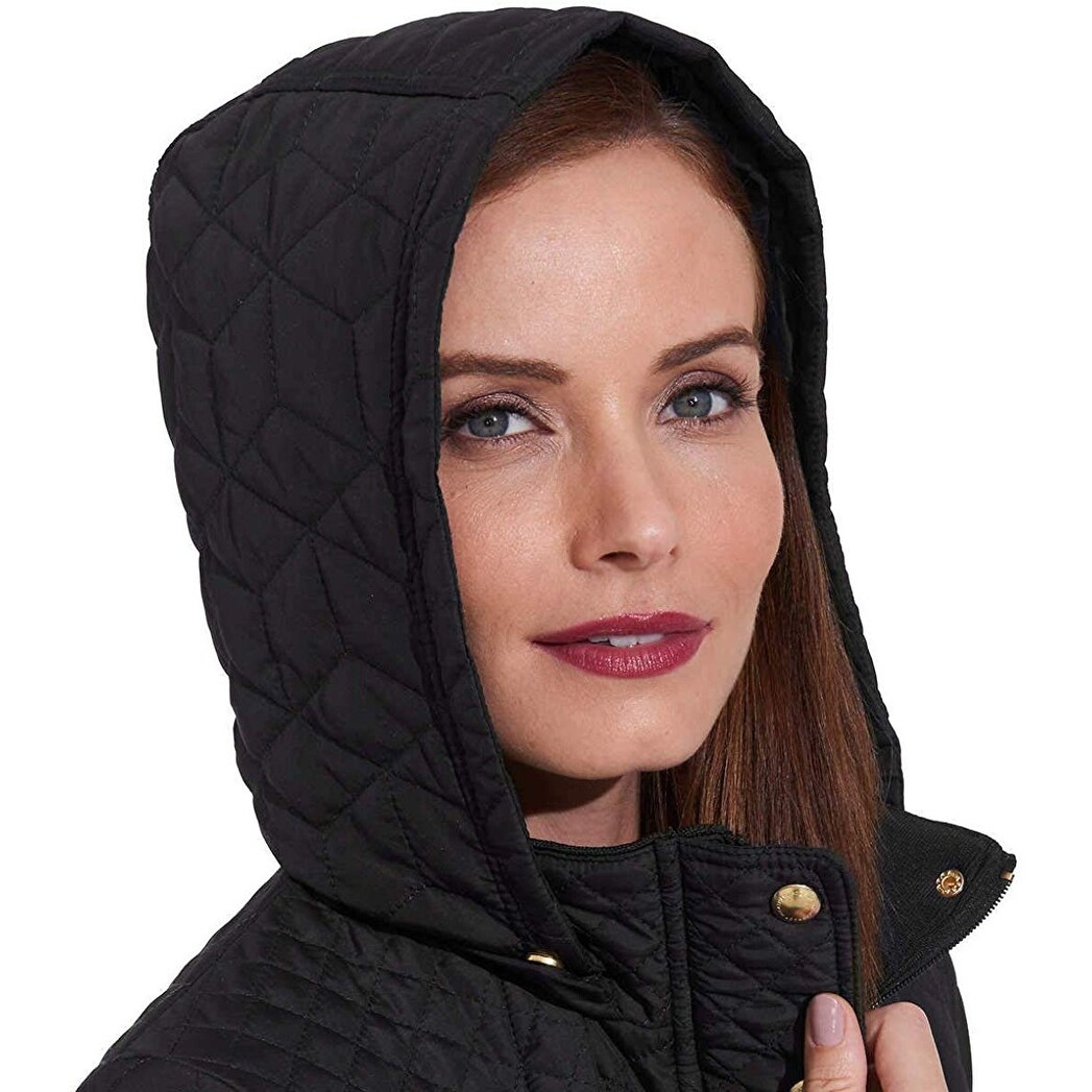 weatherproof quilted hooded walker coat