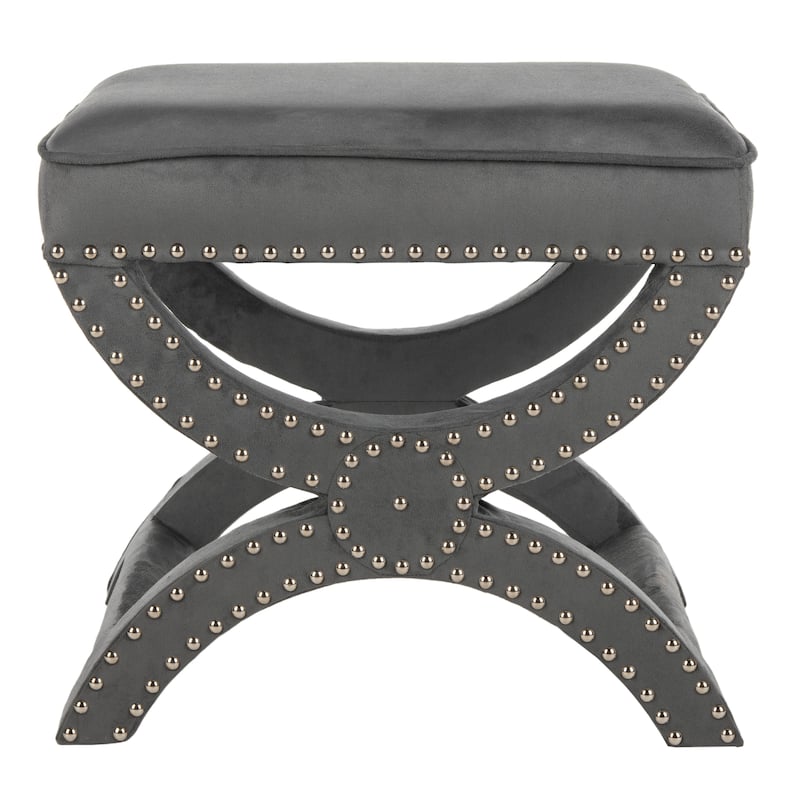 SAFAVIEH Dante X-Bench Pewter Grey Ottoman