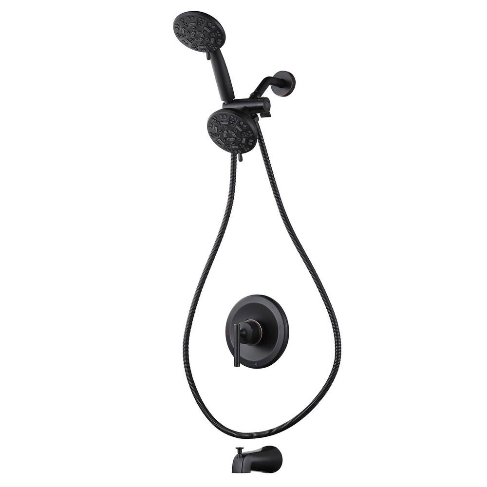 WOWOW Single Handle 7-Spray Dual Shower Head Faucet with Tub Spout