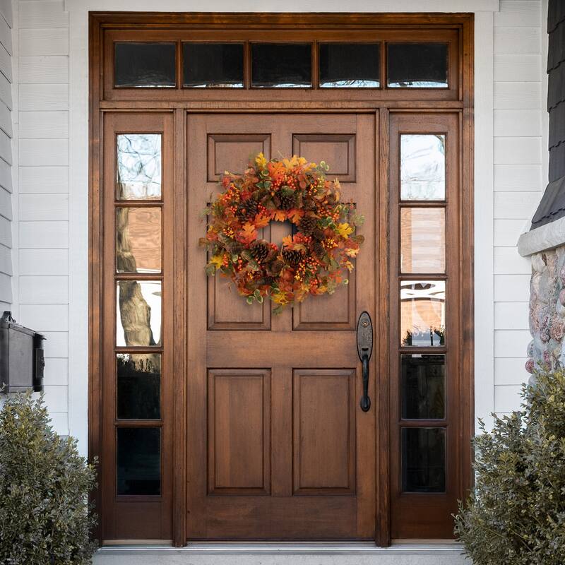Eucalyptus Maple Leaves and Acorns Artificial Fall Harvest Wreath - 30"