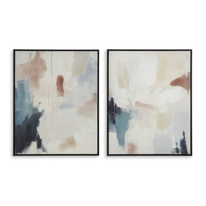 Signature Design by Ashley Caldish Blue/White Wall Art (Set of 2)