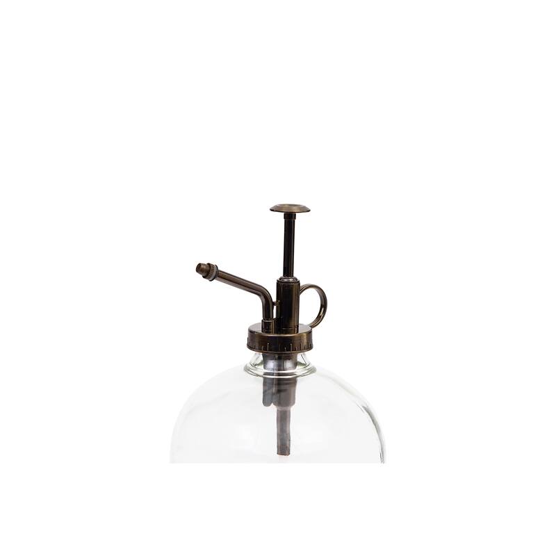 Round Glass Plant Mister with Silver Top - 5.0"L x 5.0"W x 7.0"H