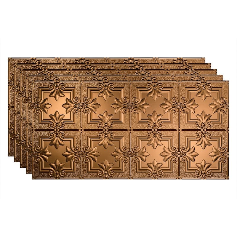 FASÄDE Regalia Decorative Vinyl 2ft x 4ft Glue Up Ceiling Panel in Oil Rubbed Bronze (5 Pack) - 5 Pack - Oil Rubbed Bronze