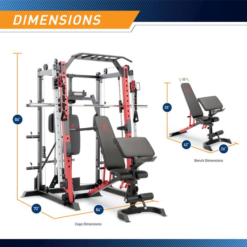 Marcy Smith Machine Cage System - Red/Black - Customizable Home Gym - N/A