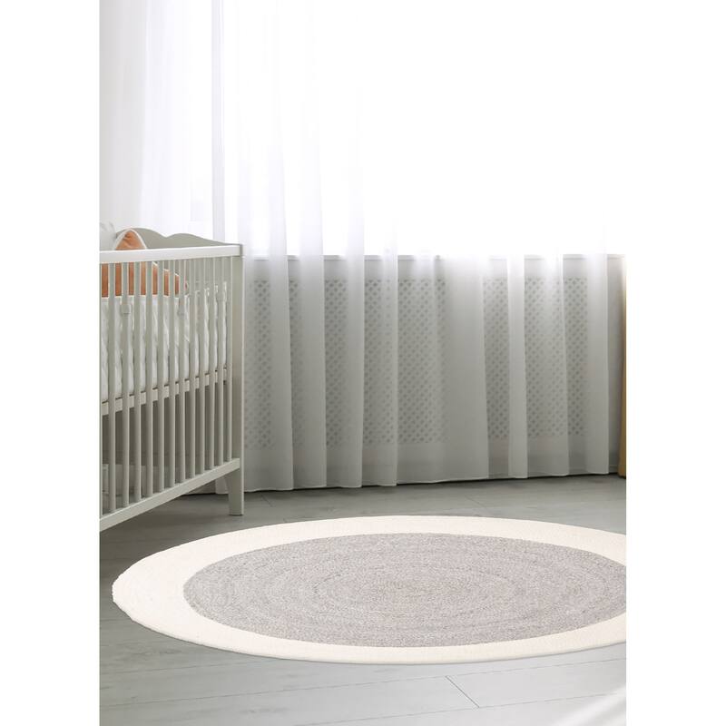 ECARPETGALLERY Braid weave Sienna Grey Wool Rug - 3'10 x 3'10