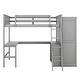 preview thumbnail 6 of 7, Gray Solid Pine Wood Loft Bed with Desk, Shelves, Wardrobe, and Guardrails