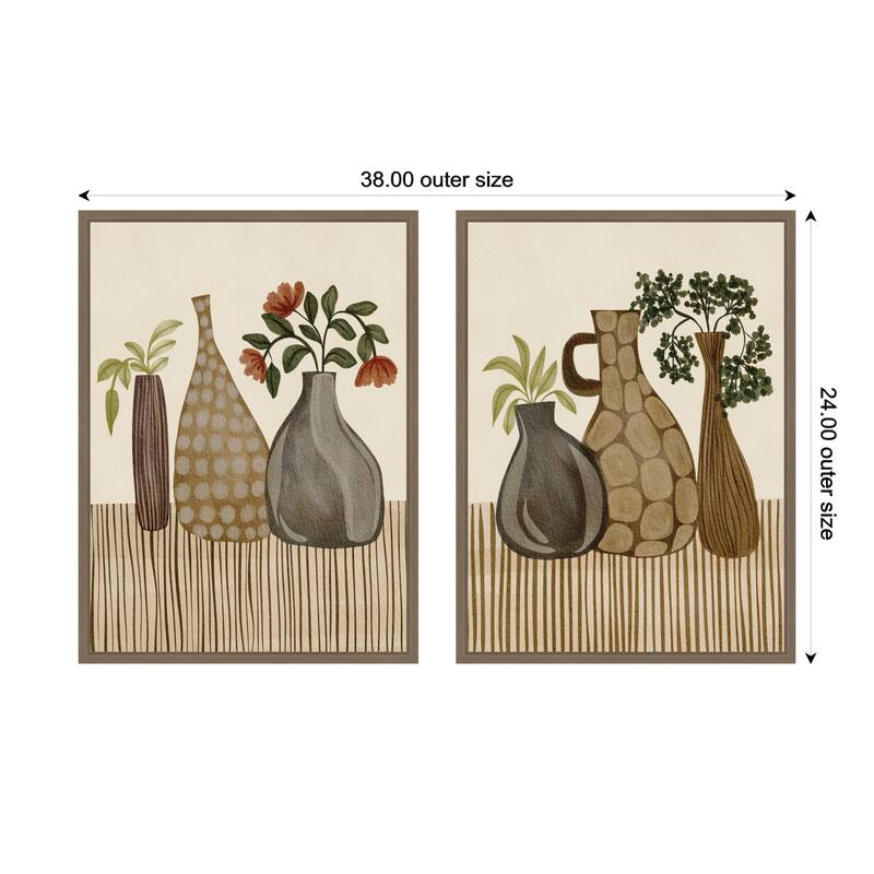 Kate and Laurel Rustic Stilllife 2 Piece Framed Canvas Wall Art Set by Nikita Jariwala