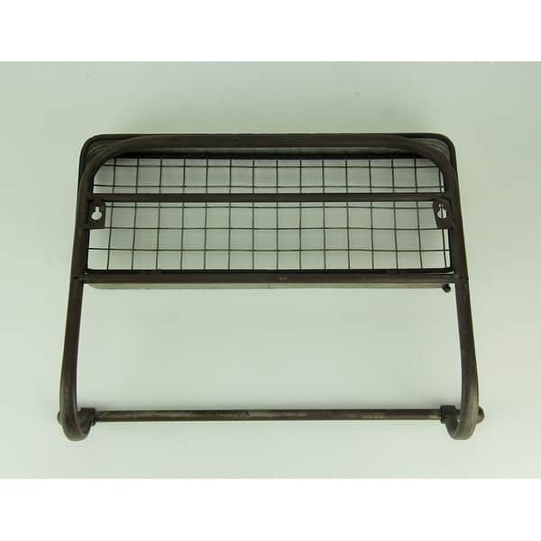 Shop Rustic Industrial Metal Wire Wall Shelf With Towel Holder 11 5 X 18 X 7 Inches Overstock 25615213