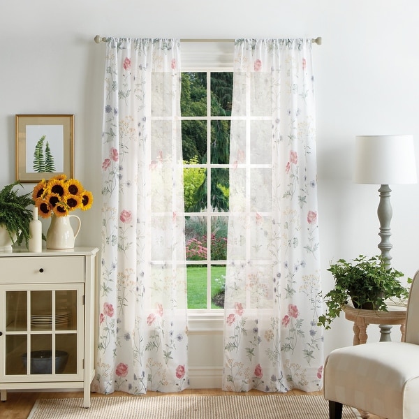 Martha Stewart Martha's Garden Floral Semi-Sheer Curtain Panel Pair. Opens flyout.