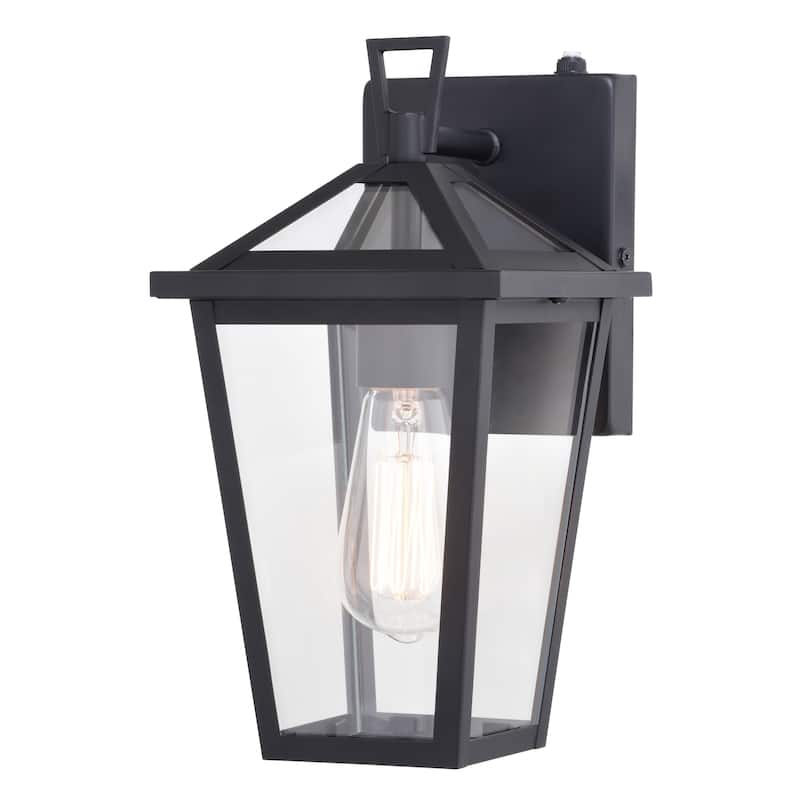 Derby Dusk to Dawn Outdoor Wall Light Lantern Clear Glass Shade, LED Compatible