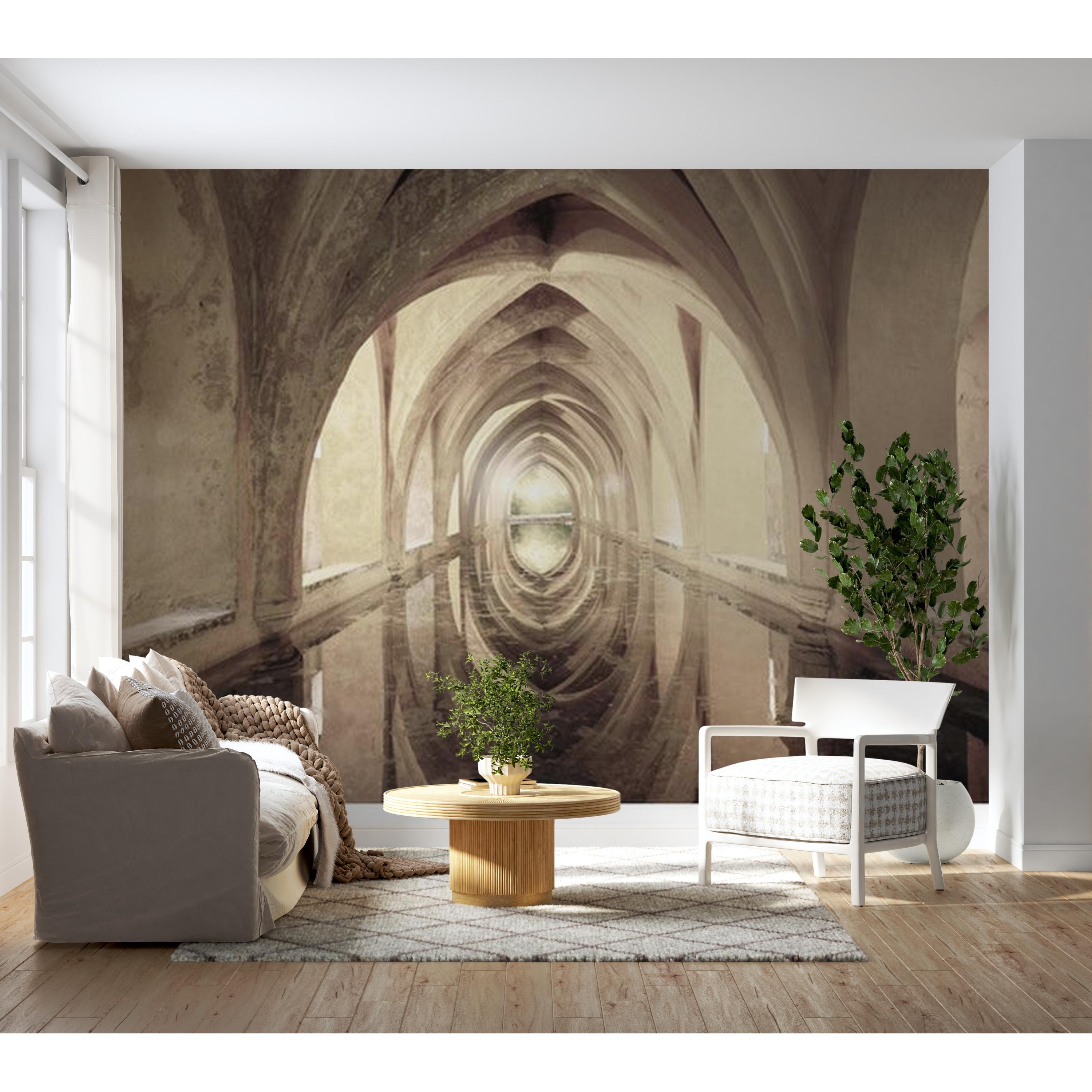 3D Illusion Nonpasted Wallpaper Wall Mural Abstract Corridor Bed