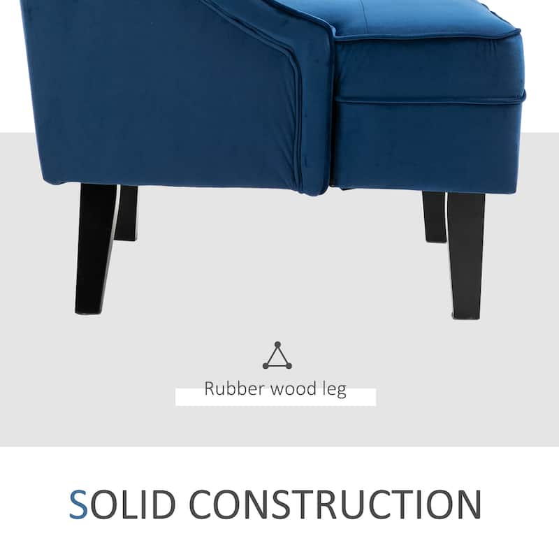 HOMCOM Tufted Single Sofa Chair with Rubber Wood Legs, Thick Padding Mid-Back, and Wings for Living Room