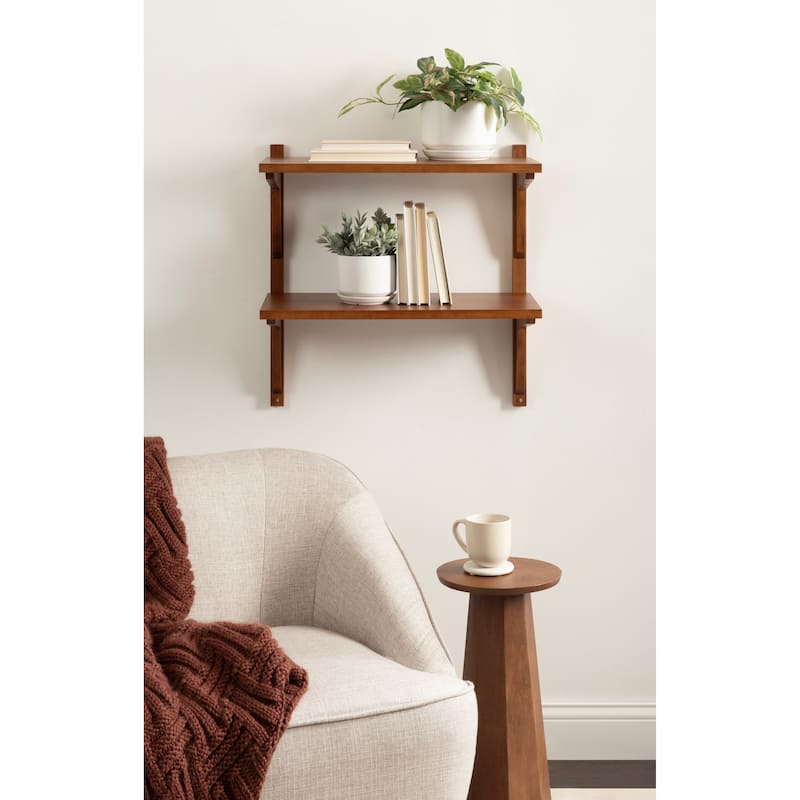 Kate and Laurel Meridien Mid-Century Wall Shelves