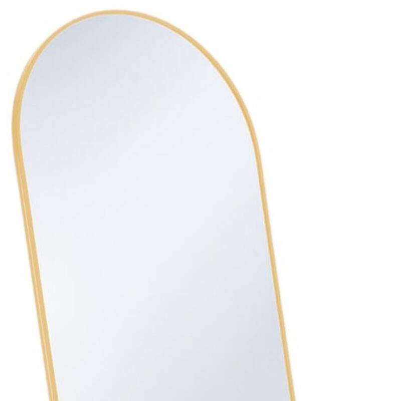 HomeRoots 59" Gold Metal Arch Freestanding and Wall Mount Framed Full Length Mirror - 16.00 in. x 59.00 in. x 0.50 in.