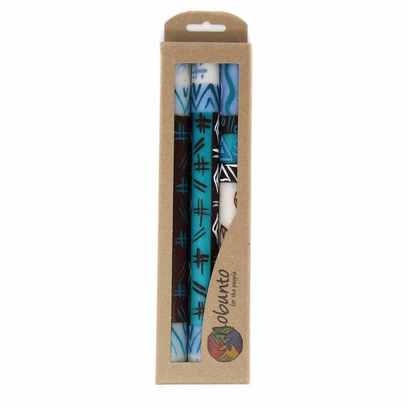 Handmade Taper Dinner Candles Maji Design (Set of 3) (South Africa)