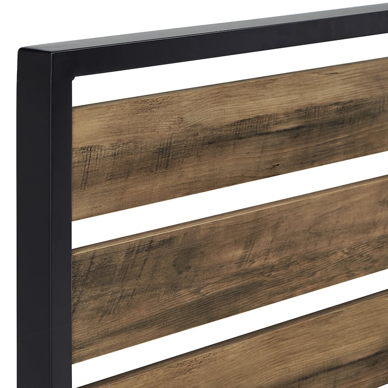 Aabira Low Profile Metal Platform Bed with Wood Finish Panels by iNSPIRE Q Classic