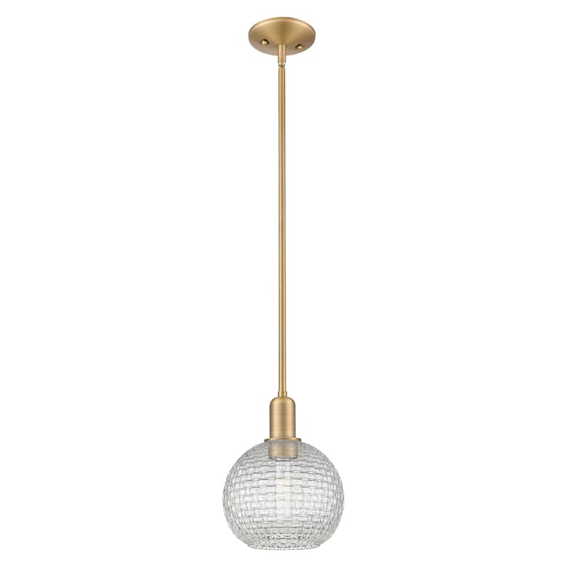 Innovations Lighting Endless Possibilities Arcadia - Athens - 1 Light 8" Basketweave Stem Hung Mini Pendant - Brushed Brass